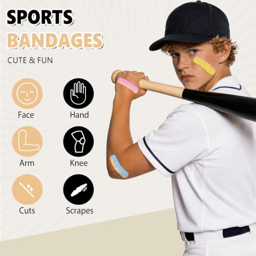 60Pcs Baseball Ice Cream Drip Bandages - Latex Free & Hypoallergenic