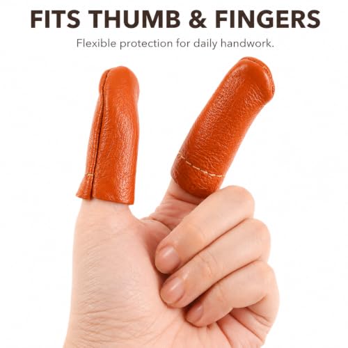 SEWACC 20 Pcs Leather Finger Cots for Needlework & Embroidery, 6x3x0.5cm
