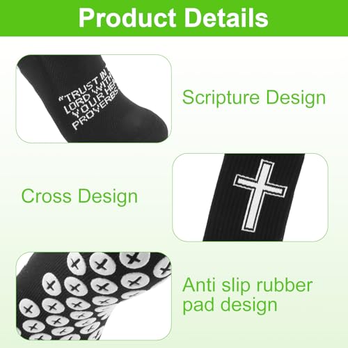 Anti-Slip Christian Soccer Socks with Rubber Dots - One Size Black