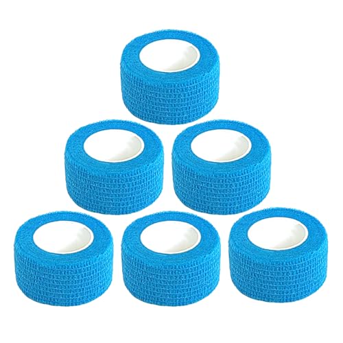 Baisunt 1-Inch Cohesive Bandage Self-Adhesive Wrap 5 Yards 6-Pack Blue (Vet/Tattoo Wrap)
