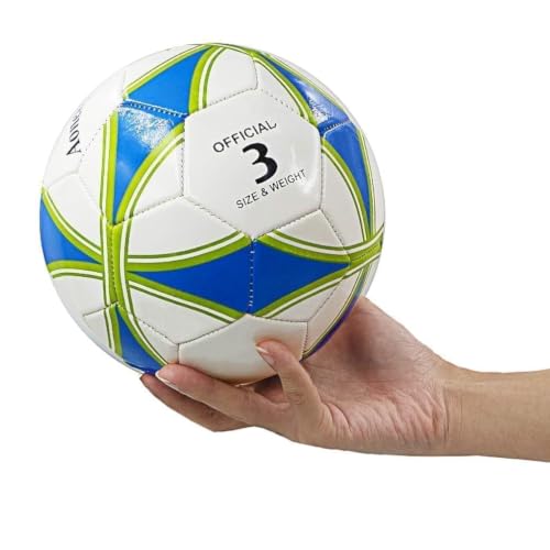 Aoneky Soccer Ball with Pump - 1 Pack, White/Blue/Green, includes pump