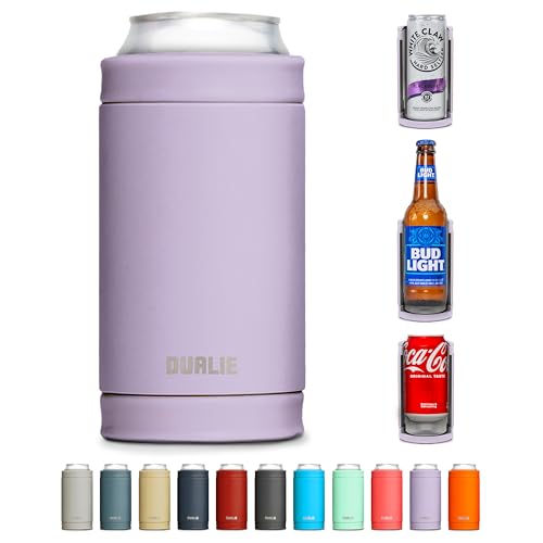 Lavender DUALIE 3-in-1 Insulated Can Cooler for 12 oz Cans & Bottles, Universal Size