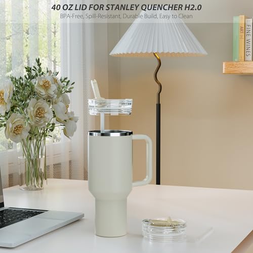 40 oz Leakproof Flip Straw Lid for STANLEY ProTour Tumbler - Cream