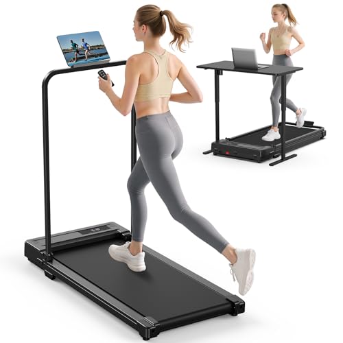 Folding Treadmill with Handle Bar - Compact Indoor Walking Pad