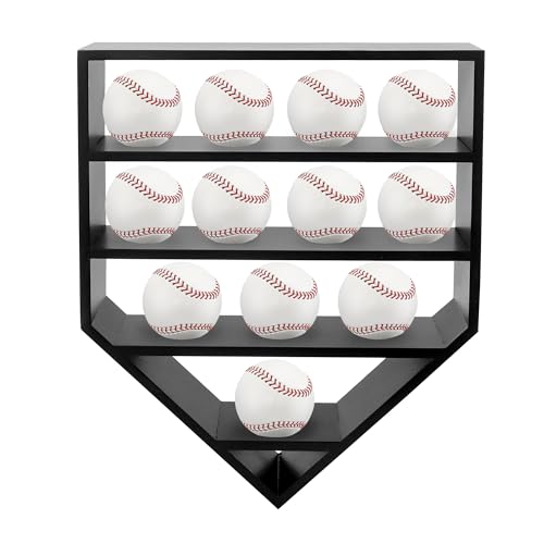 Hodeframe Baseball Display Case 12 with Front-Open Door, 13x16 Black (No Door Variant)