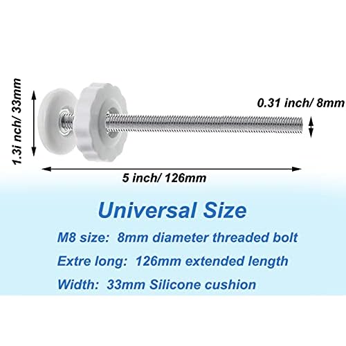 4Pcs Universal Baby Gate Threaded Spindle Rod, M8 (8mm) Replacement Bolt Part for Pet Pressure Mounted Safety Gates, Extra Long Baby Tension Gate Extender (White)