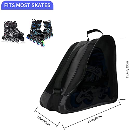Breathable Roller Skate Bag with Large Pockets - Black
