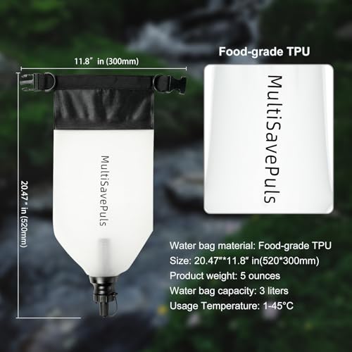MultiSavePuls Gravity Water Filter Straw 3L - Camping & Emergency Water Purifier (Variation 1)