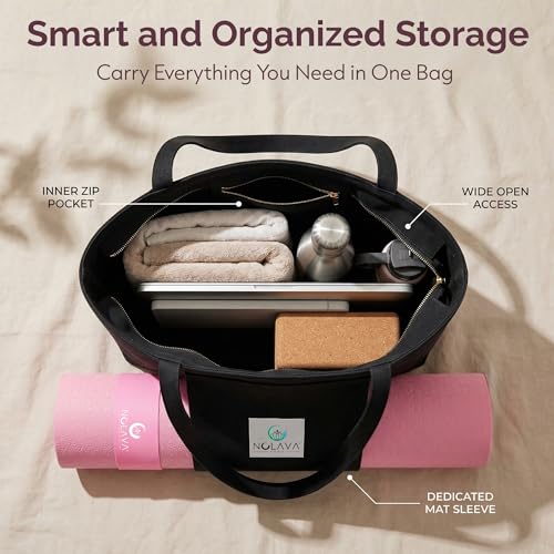 Pink Yoga Mat with Tote Bag - 72 x 24 Inch, Non-Slip, 1/4 Inch Thick