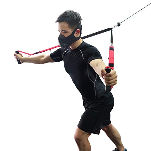 J Bryant 4-in-1 Red Triceps Rope Handles & Resistance Bands for Gym