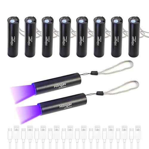 10 Pack Rechargeable Black Flashlight Small UV Black Flash Light 395 NM, Mini USB C LED Blacklight Flashlights Handheld Torch for Pet Dog Urine Resin Curing Fluorescent Agent Stains Detection
