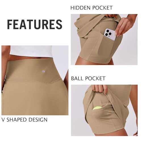 High Waisted Women's Tennis Skirt with Built-in Shorts & Pockets