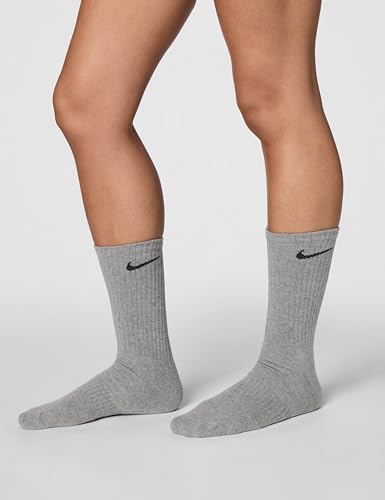 Nike Adult Cushioned Crew Socks 3-Pack - X-Large, Carbon Heather/Black