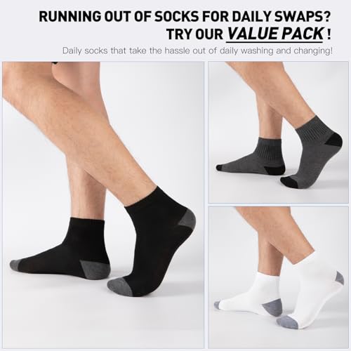 EverKnits Black Ankle Socks 8-12 / 20 Pairs Invisible Casual Socks for Men