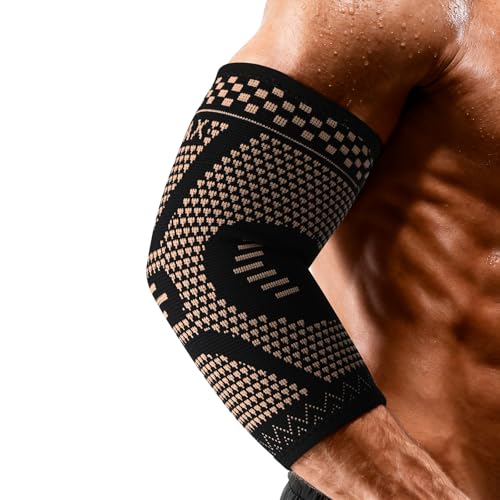INDEEMAX Copper Elbow Compression Sleeve 2 Pack – Medium, Black