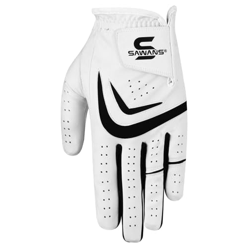 Golf Gloves for Right-Handed Golfers - Left Hand, White, Medium-Large