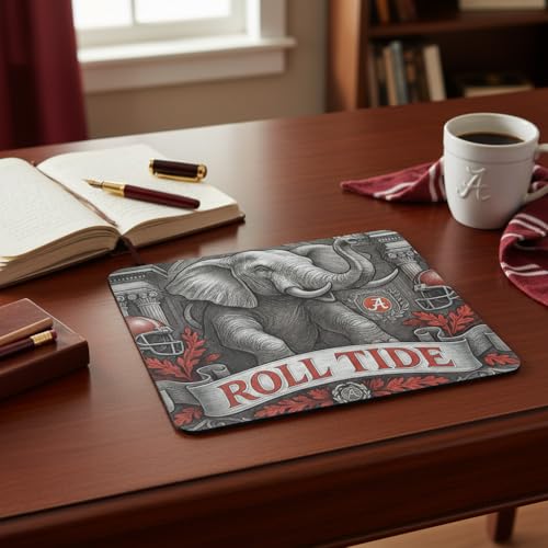 Crimson Football Fan Mouse Pad - Vintage Alabama Elephant Mascot