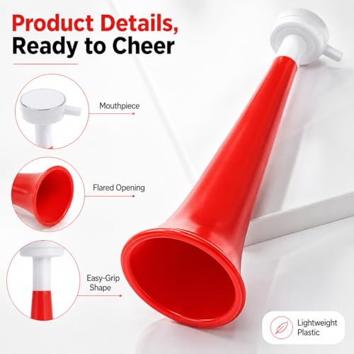 8 Pack Stadium Horns Noisemakers - Plastic Cheer Trumpets