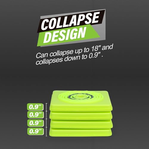 RoadHero 18 Inch 4 Pack Collapsible Traffic Safety Cones, Lime Green Pop-up Cones with Reflective Collar for Road Safety, Driving Training, Parking Lots