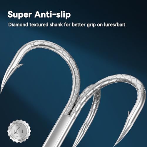 Treble Fishing Hooks - 4X Strong Triple Hooks, Size 3/0