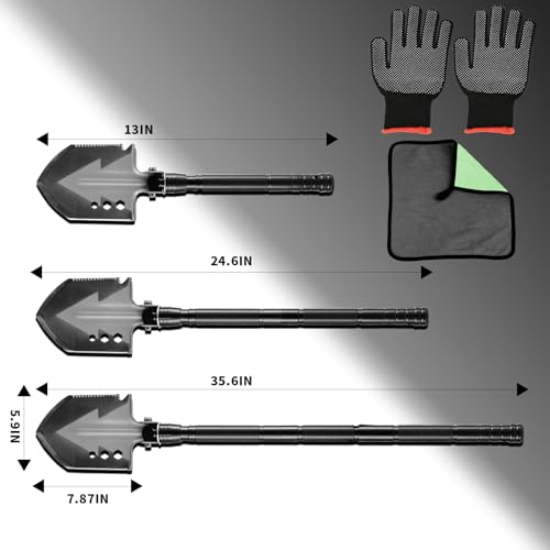 NIPURA Axe+Shovel Set Camping Foldable Digging Shovel MultiTool Steel Tactical Kit