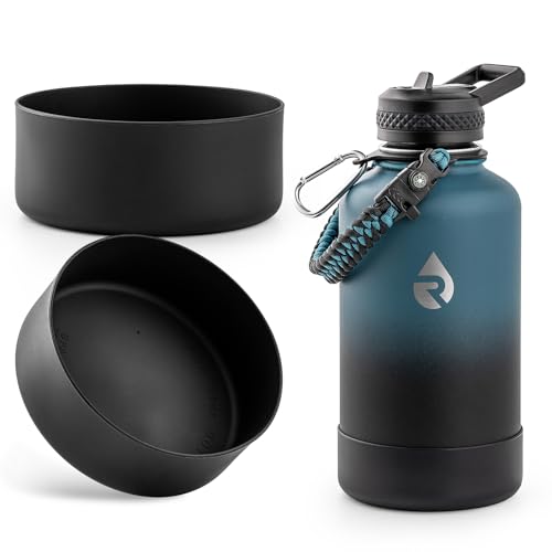 RAYMYLO 2PCS Silicone Water Bottle Boot for 64/87 oz Stainless Steel Insulated Bottles - Black