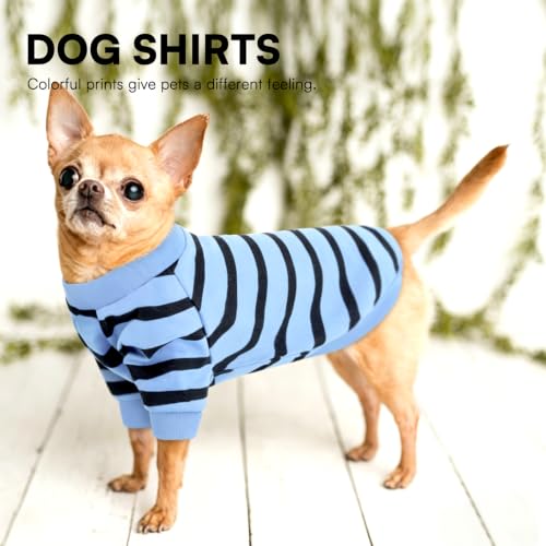 Striped Dog Shirt for Large Dogs - Blue, X-Large