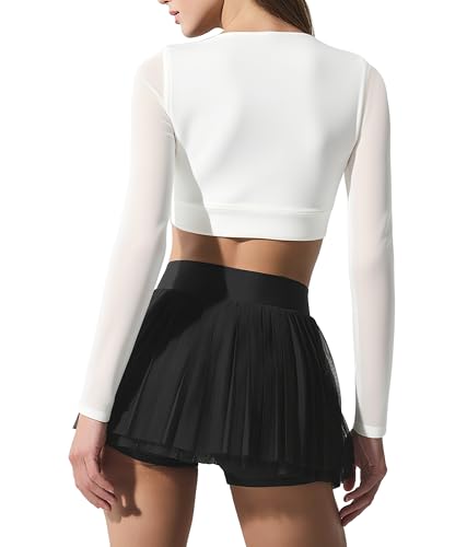 Women's Long Sleeve Sports Bra - Off-white Z Medium