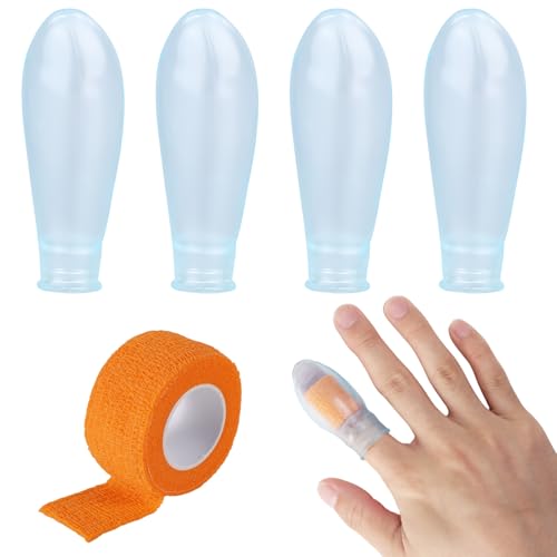 Tinoaly Waterproof Silicone Finger Protectors for Long Fingers, 4 Pack