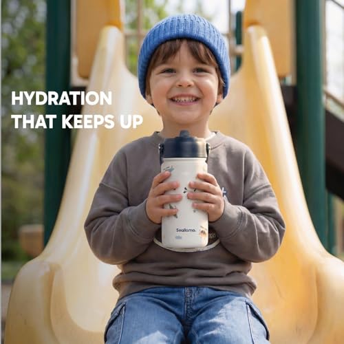 Seallama Kids Water Bottle 14oz Stainless Steel Tumbler with Straw Lid - Jet Set Go