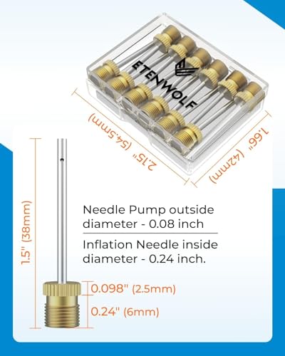 12-Pack Heavy Duty Brass Ball Pump Needles with Storage Case