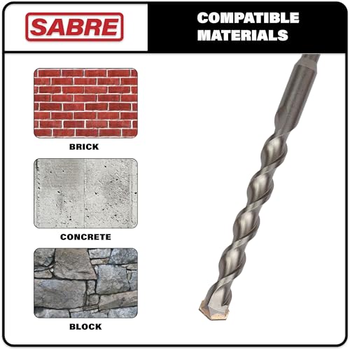 2-Pack 3/16 Inch x 8 Inch SDS Plus Rotary Hammer Drill Bits, Carbide Tipped for Brick, Stone and Concrete (3/16¡± x 6" x 8")