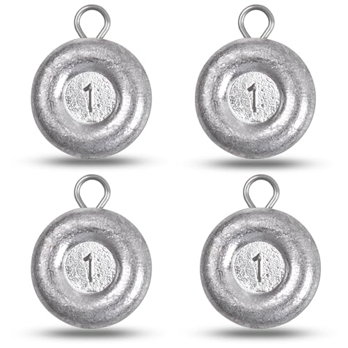 1oz Coin Fishing Sinkers - Disc Weights for Saltwater Fishing - 4pcs