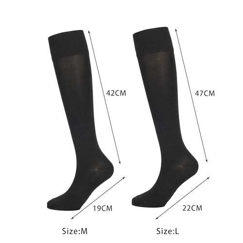 Unisex Cotton Knee-High Socks - Ribbed Tube Socks - Black, Large