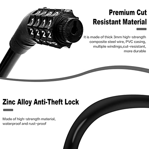 Heavy Duty 4-Digit Combination Bike Lock Cable - 2 Pcs