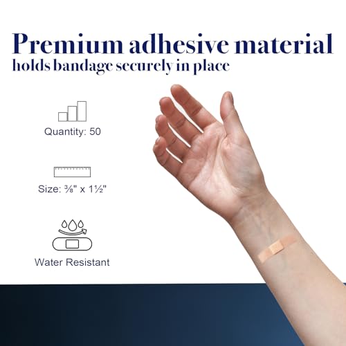 Sheer Plastic Adhesive Bandages - Sterile Water-Resistant Junior 3/8 x 1 1/2