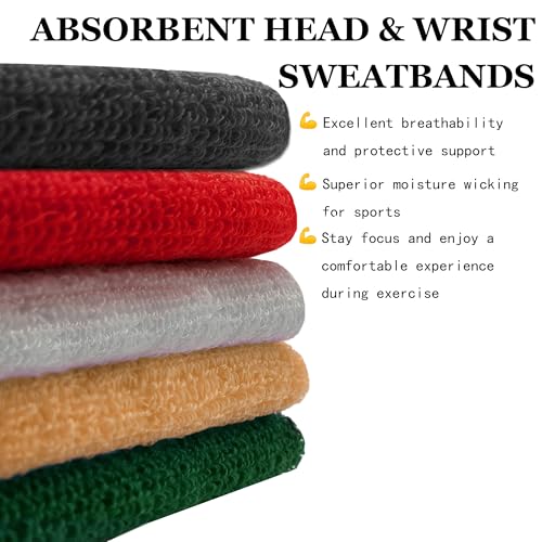 Sweat-Wicking Sports Headbands for Men & Women - Black 4 Pack
