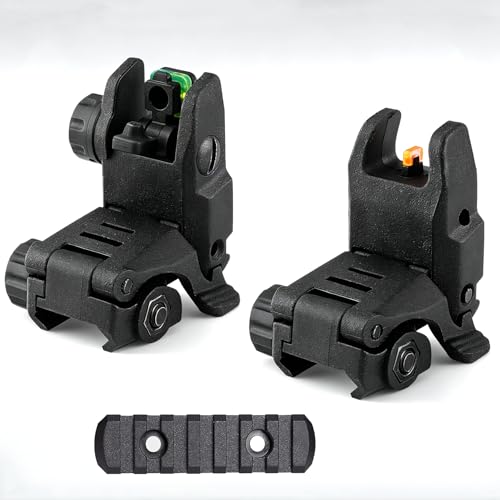 DOPETANE Flip Up Fiber Optic Sights for Rifle - Red & Green Polymer Backup Sights