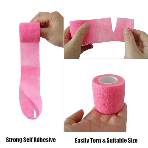 Cohesive Bandage Wrap - 6 Pack, 2 Inch, Self Adhesive, Multi Colors