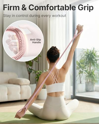 Figure 8 Resistance Band - Elastic with Comfortable Handles, 20 LB - Pink