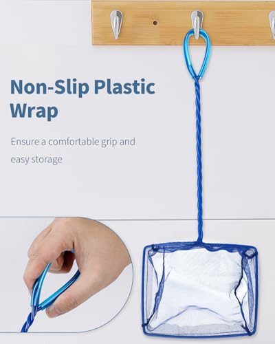 6 Inch Fish Net for Aquarium - Soft Nylon Mesh & Metal Handle