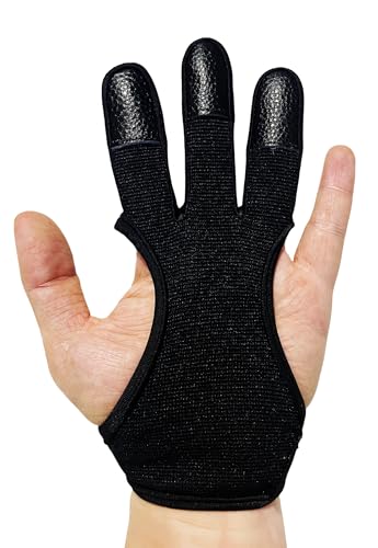 Three-Finger Archery Glove - Leather Finger Protector - Small