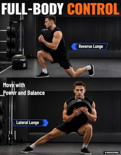 Fitarc 50LB Black Sandbag for Weight Training & Cross-Training - Durable Fitness Bag