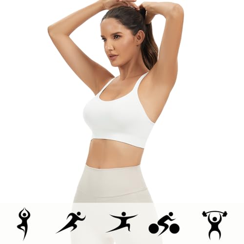 Comfyin Women's Racerback Sports Bra Small White Unpadded Workout Yoga Gym