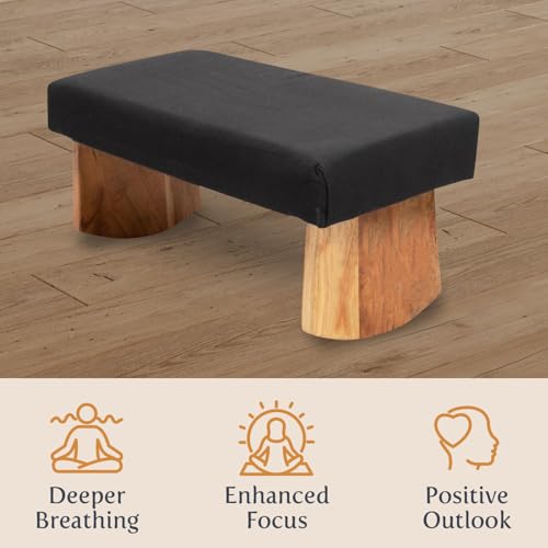 Meditation Bench - Zen Black, Sustainable Acacia Wood for Perfect Posture