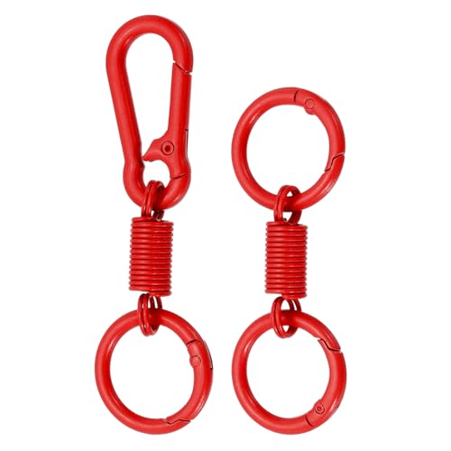 Quick Release Keychain Clips with O Rings - Red