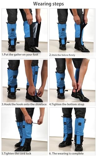 Waterproof Winter Snow Gaiters for Hiking - Black Ankle Covers