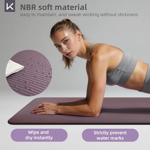 KEEP 15mm Thick NBR Yoga Mat 72x32 Purple, Extra Wide Non-Slip for Yoga, Pilates & More