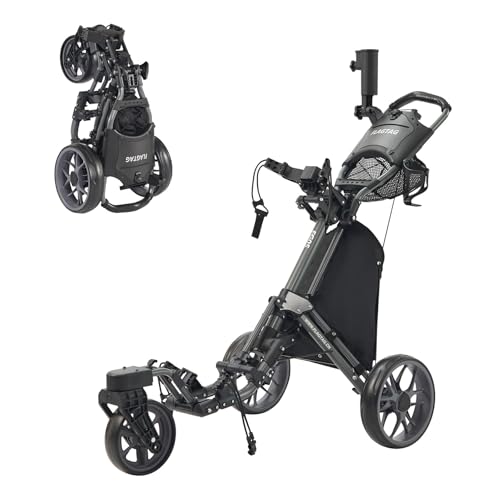 Golf Push Cart 3 Wheel with 360 Swivel Front Wheel - Grey