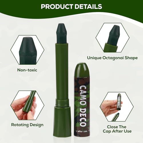 Camo Face Paint Stick - Green, Black & Brown for Outdoor Sports